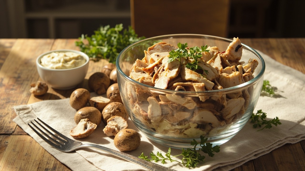 салат з куркою і грибами