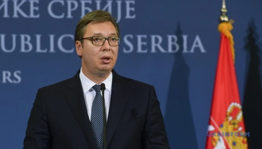 Президент Сербії Александр Вучич та Президент України Володимир Зеленський під час спільної пресконференції у Белграді