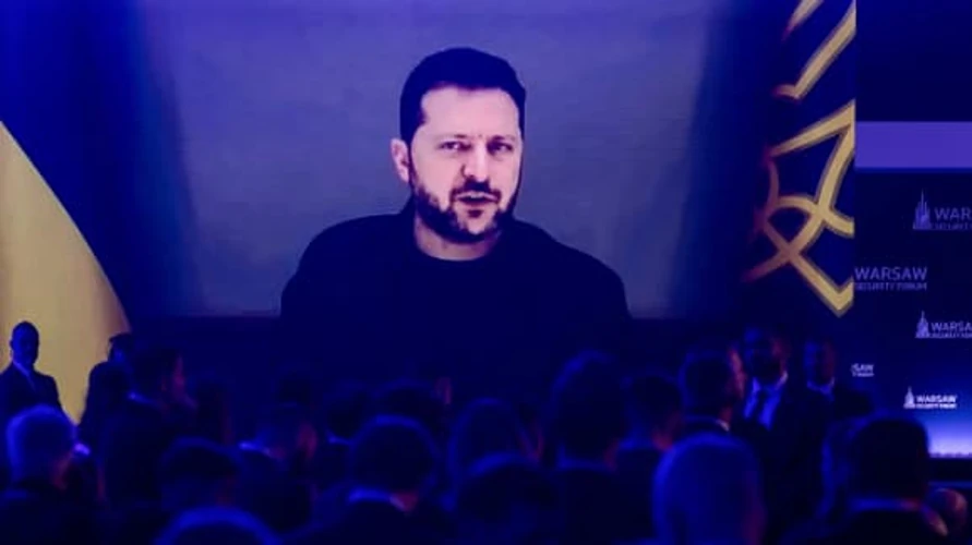 Президент України Володимир Зеленський під час Варшавського безпекового форуму 12 жовтня 2026 року